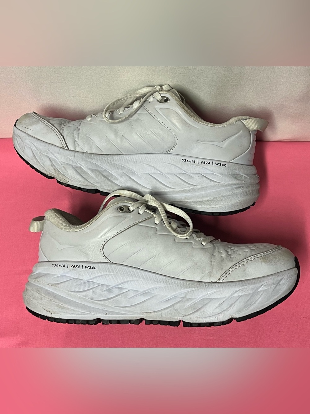 Hoka Bondi SR MN BB Size 6.5 White Leather Slip Resistant Work Walking Shoes - Picture 8 of 14
